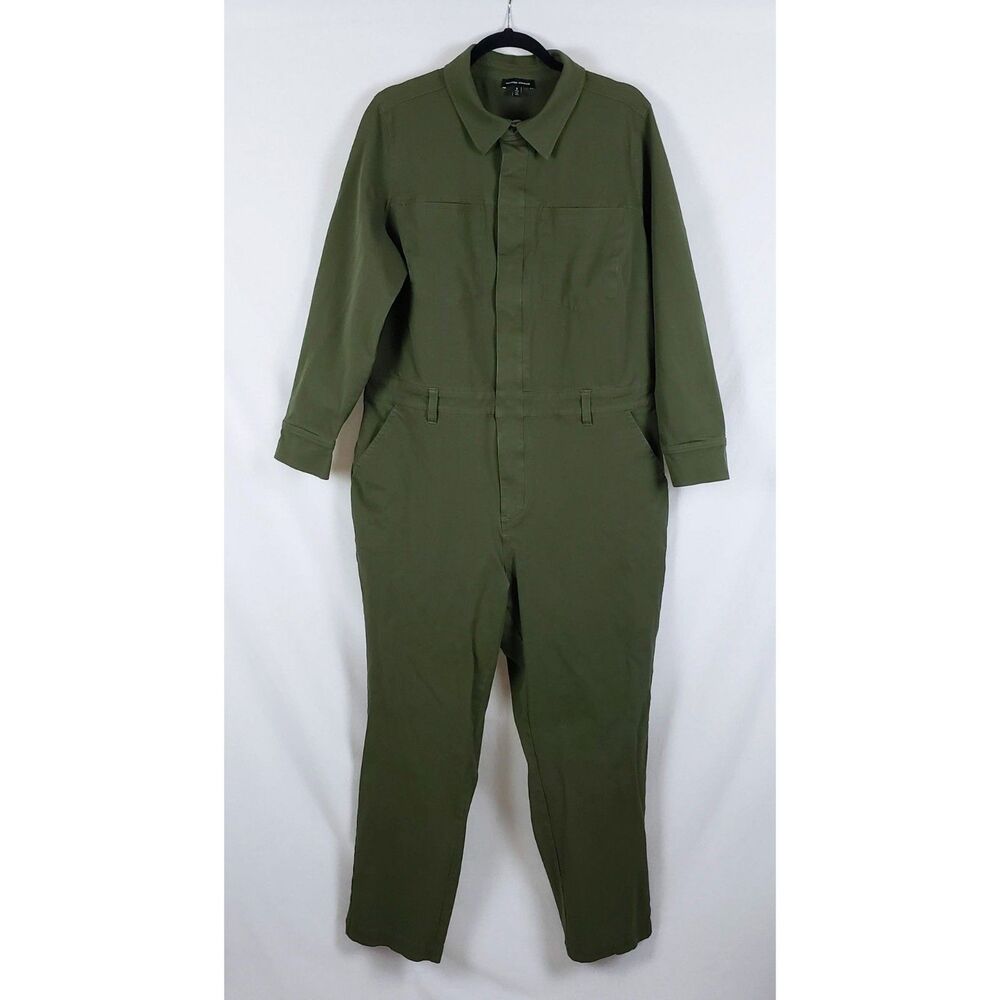 Universal Standard Workwear Utility Jumpsuit Womens S (14-16) Green Snap Front